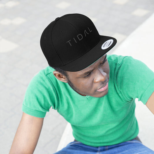 Flat Bill Snap Back - Tidal Black on Black