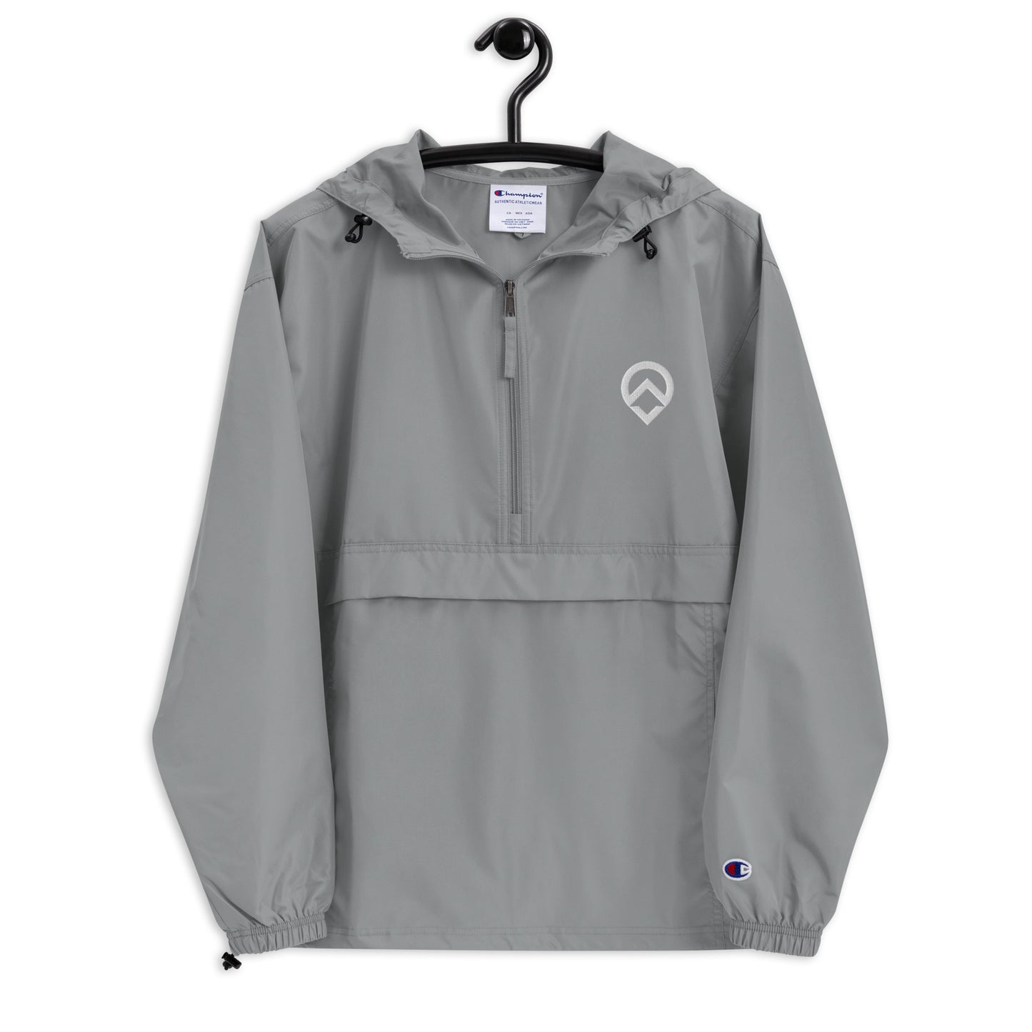 Embroidered Champion Packable Jacket - White Icon