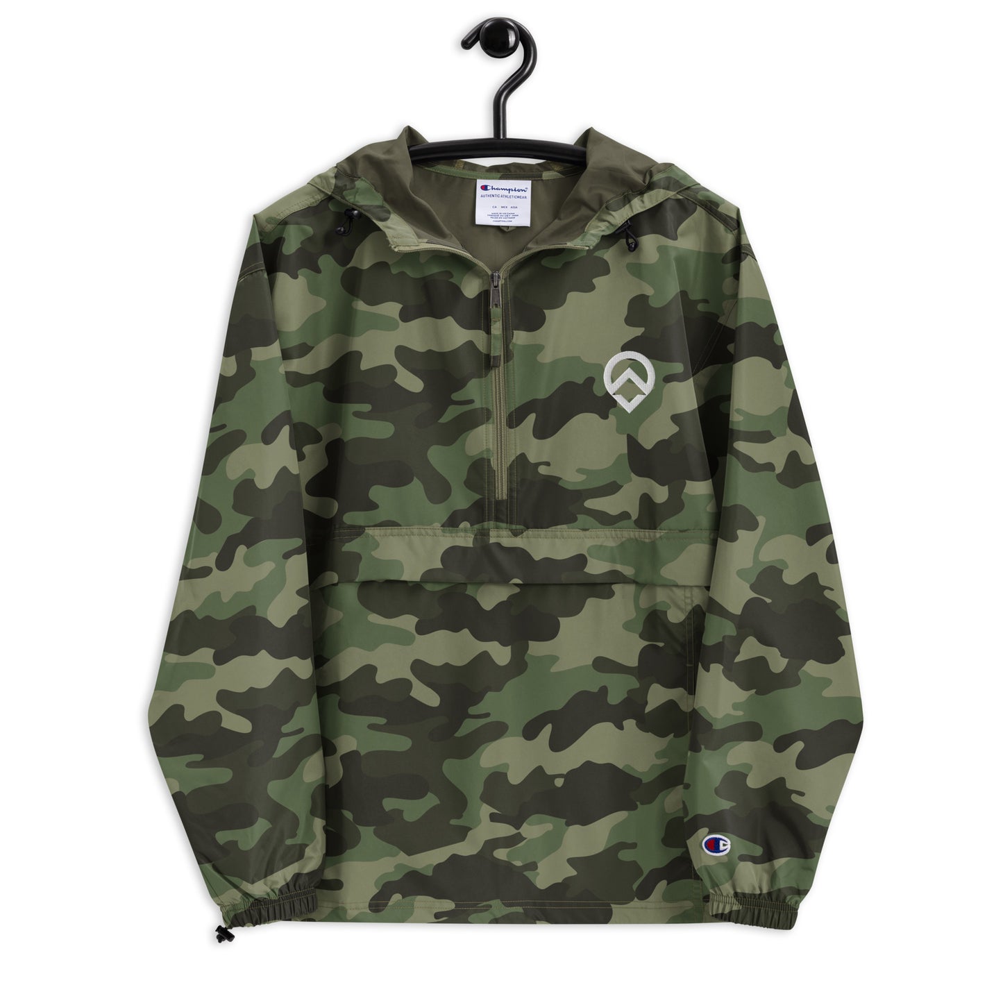 Embroidered Champion Packable Jacket - White Icon