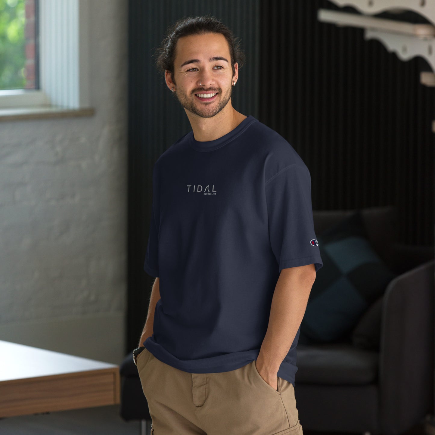 Men's Champion T-Shirt - Embroidered Logo (White)