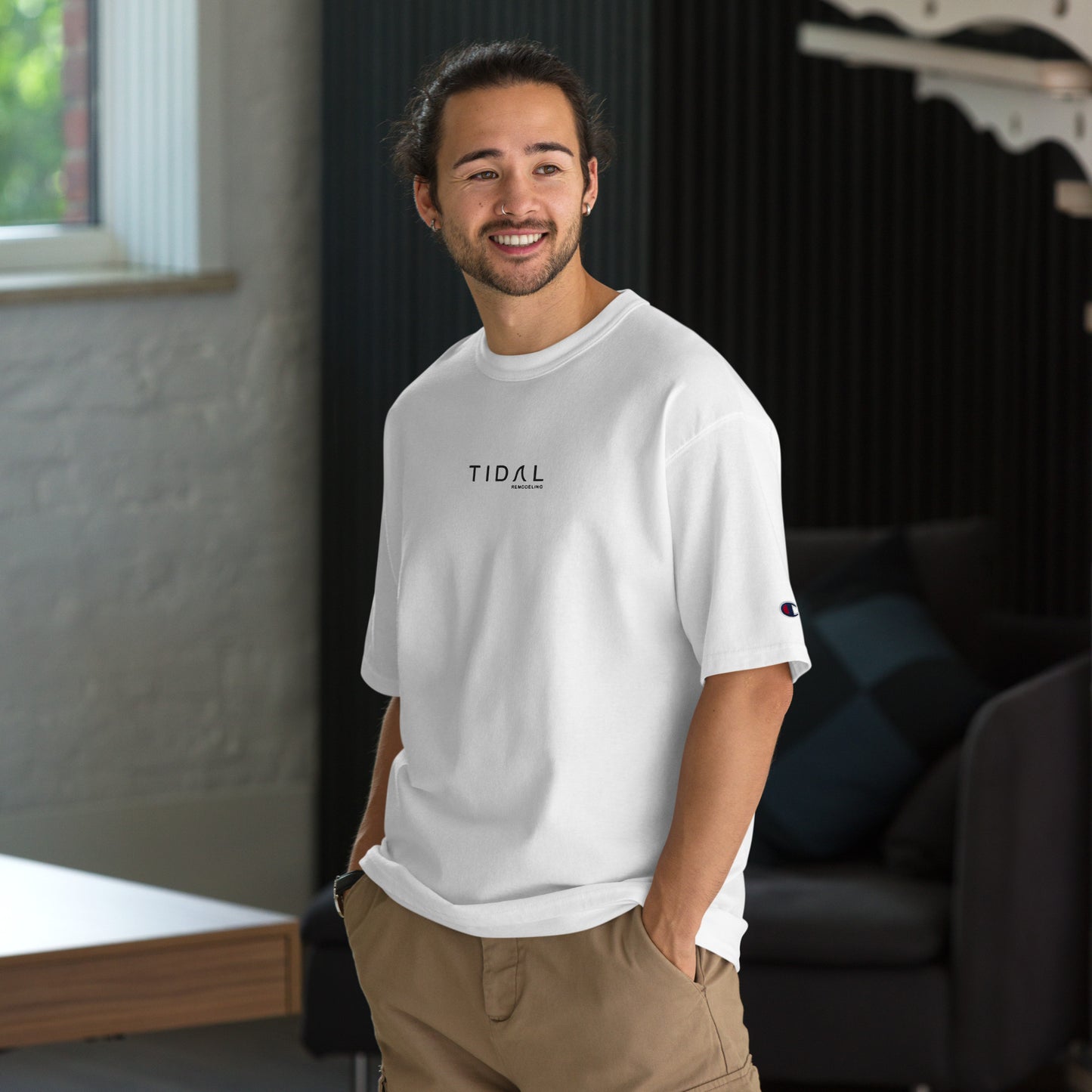 Men's Champion T-Shirt - Embroidered Logo (Black)