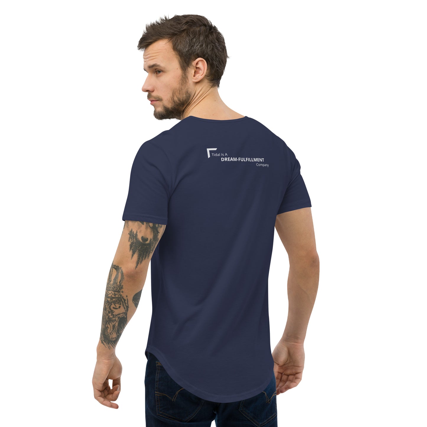 Men's Curved Hem T-Shirt - Dream FulFillment Company on Rear