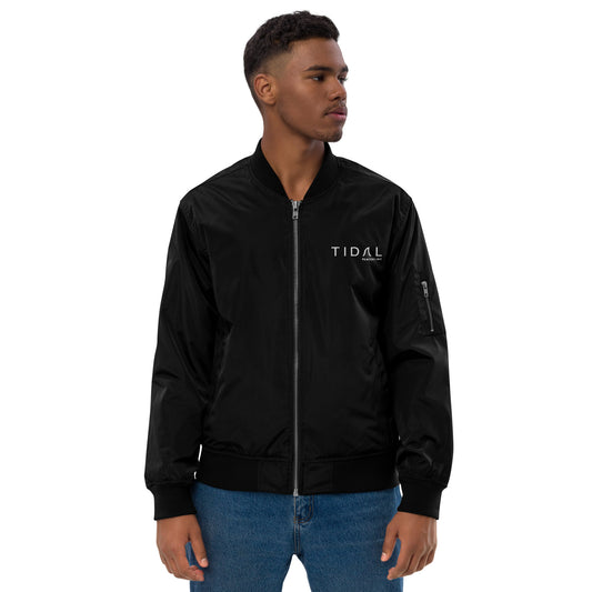 Premium recycled bomber jacket - Embroidered Logo Front, Values Rear