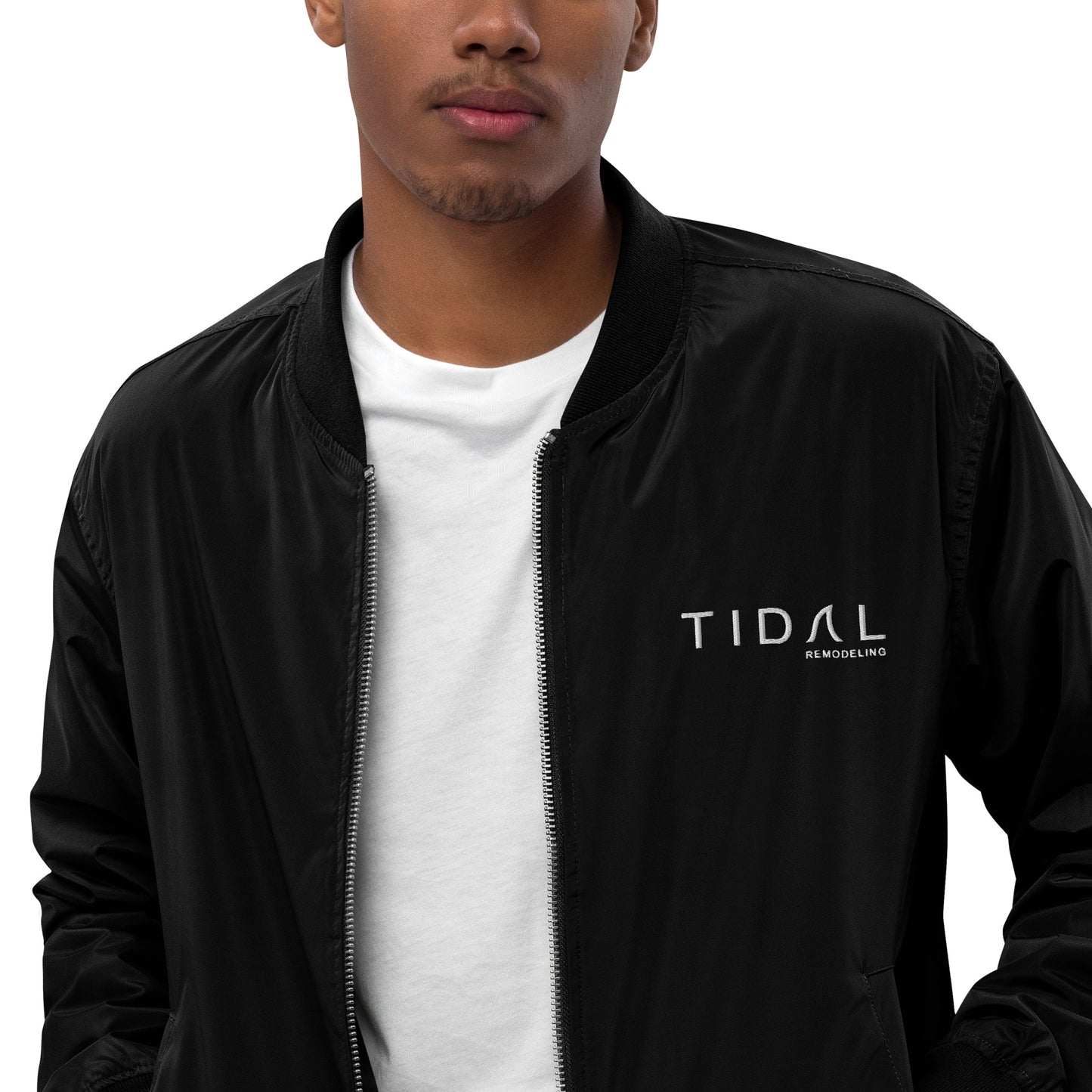 Premium recycled bomber jacket - Embroidered Logo Front, Values Rear