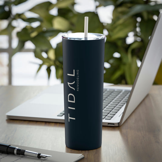 Logo - Skinny Steel Tumbler with Straw, 20oz