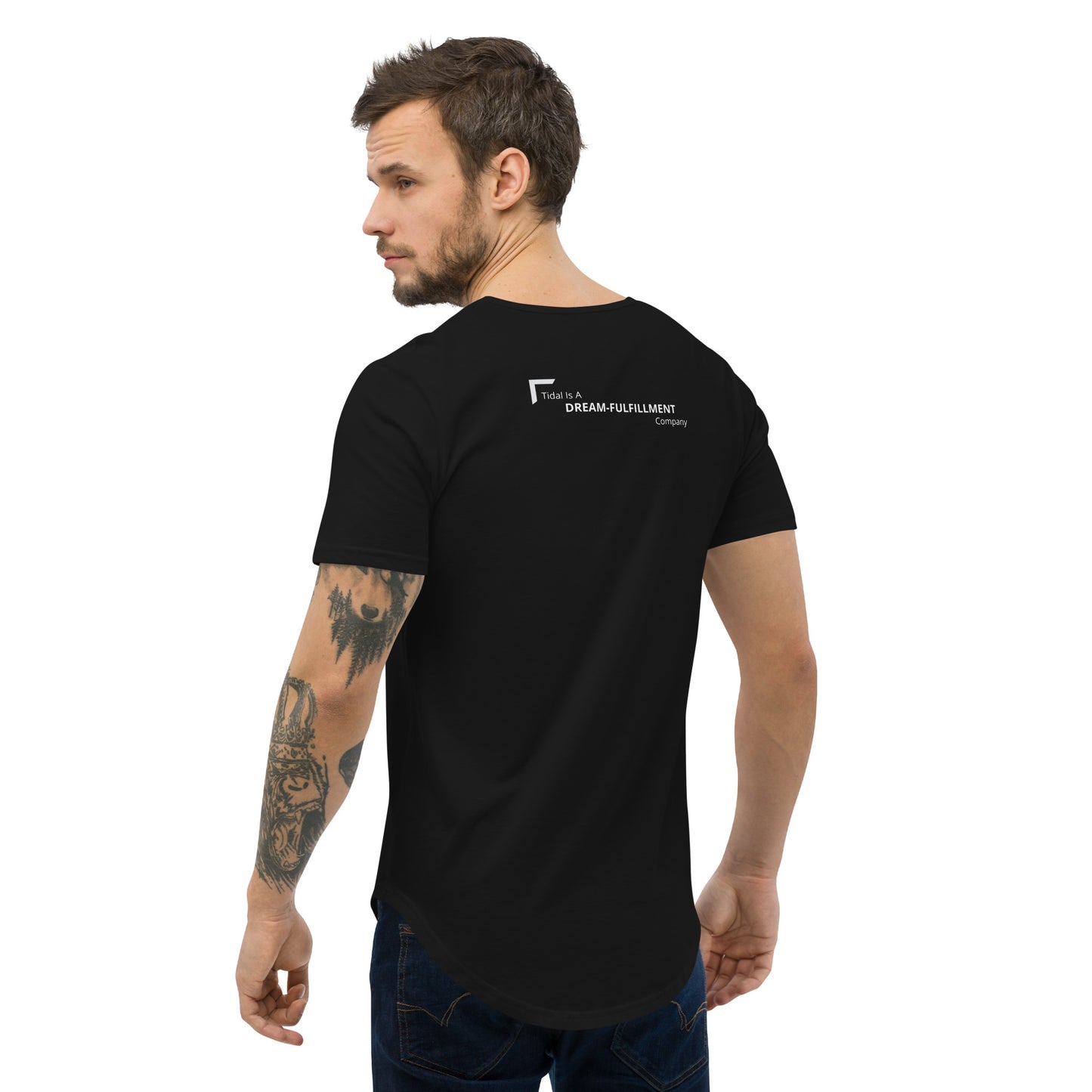 Men's Curved Hem T-Shirt - Dream FulFillment Company on Rear