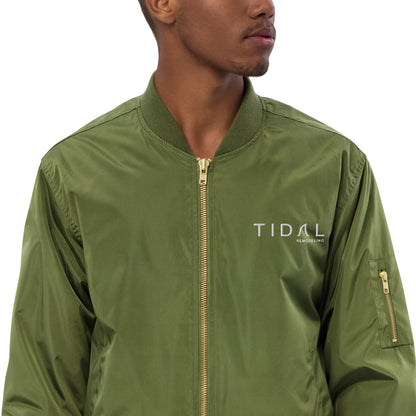 Premium recycled bomber jacket - Embroidered Logo Front, Values Rear