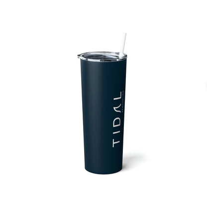 Logo - Skinny Steel Tumbler with Straw, 20oz
